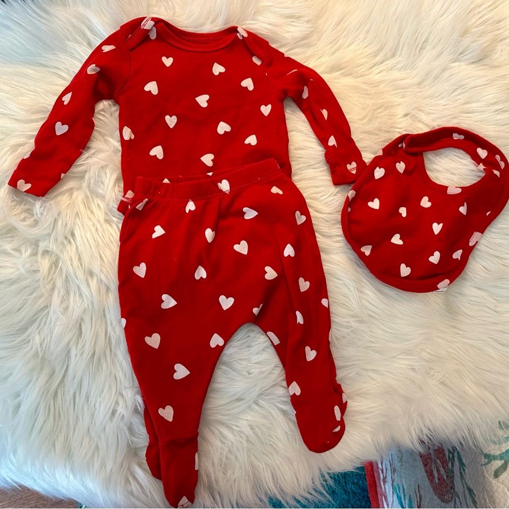 Old Navy Red Heart Print Kids Matching Set